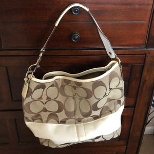 Coach cream and tan hobo bag